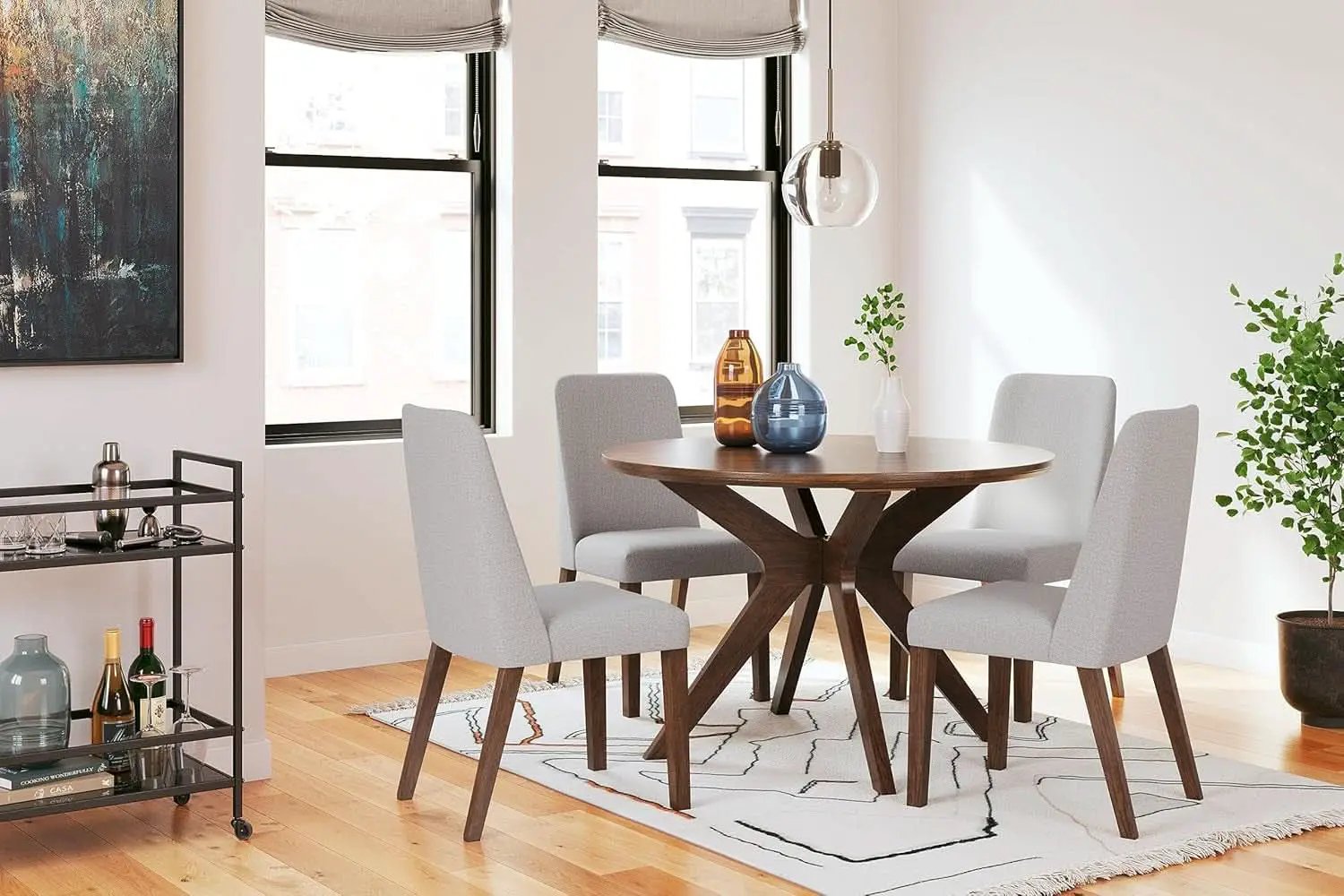 Lyncott Upholstered Side Dining Chair Set of 2 Cream Brown Foam Cushion from PriceLows™