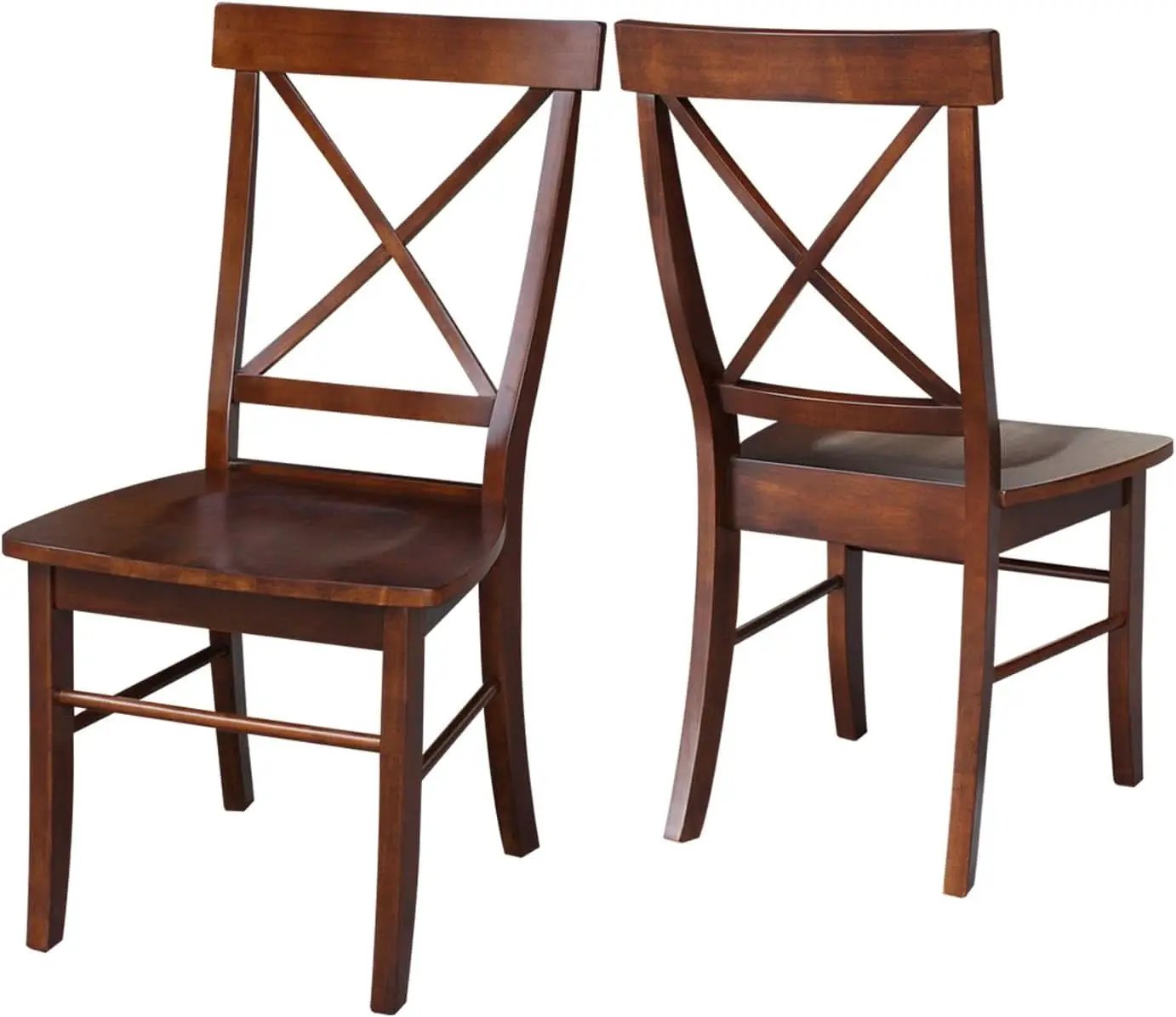 Espresso Solid Wood X Back Dining Chairs Set For Kitchen from PriceLows™