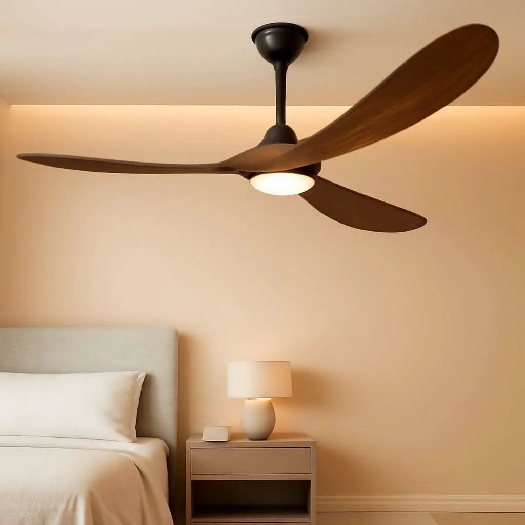 60 Inch Walnut Ceiling Fan With Dimmable LED Lighting from PriceLows™