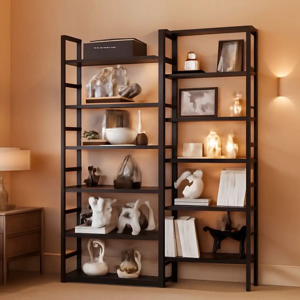 Double Wide Black Bookshelf Freestanding 6 Feet Tall from PriceLows™
