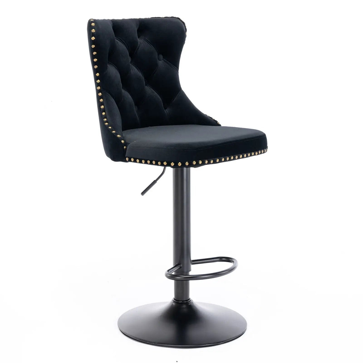Swivel Barstools | Adjustable Height | Tufted Back With Nailheads | Set of 2