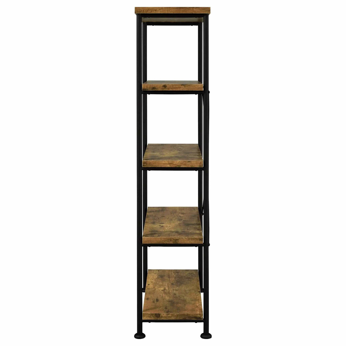 Analiese 63-inch 4-shelf Bookshelf Rustic Nutmeg Standard Bookcase | 31.5 x 14.25 x 63 in | Engineered Wood & Metal | Home Office