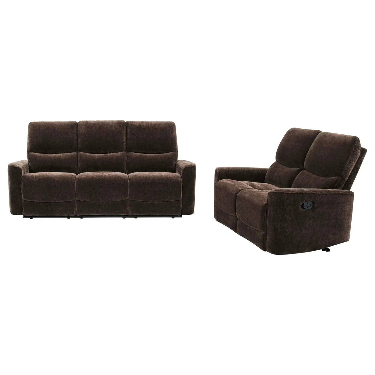 Navarro 2-piece Upholstered Reclining Sofa Set | 2-Piece Set | Chenille & Metal | Dark Brown