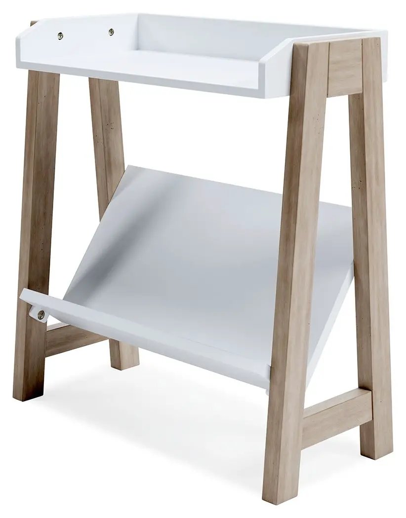 Blariden Small Bookcase | White And Tan | Wood And Engineered Wood | 28.5 Inch Height