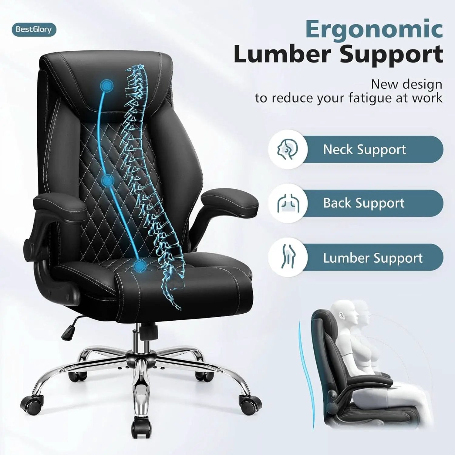 Ergonomic High Back Office Chair Tall With Lumbar Support from PriceLows™