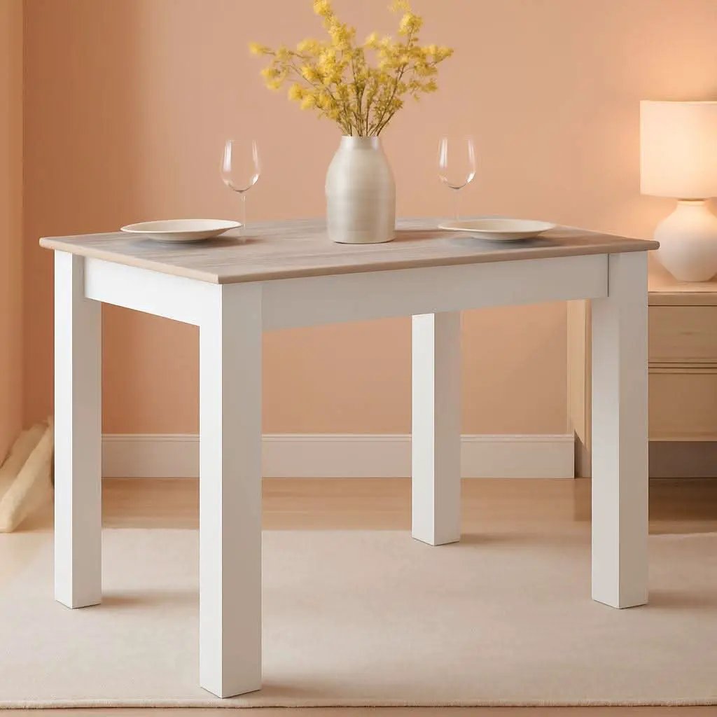 Wooden Dining Table For Four 47 By 28 Inches White Gray from PriceLows™