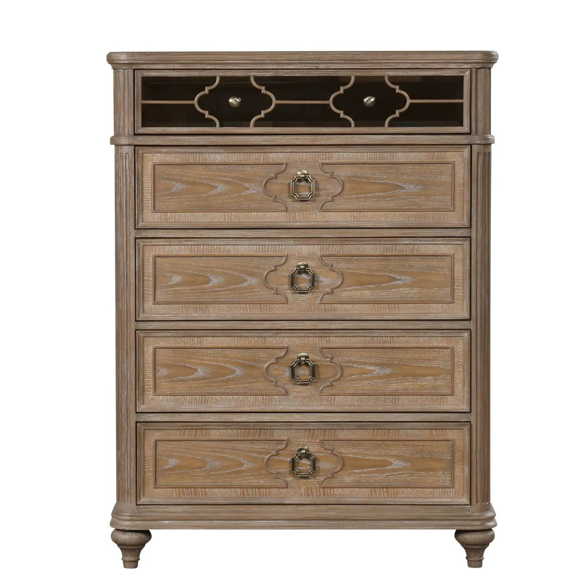 Accent Chest | Rustic Oak Finish | Back Dovetail Drawers | Solid Wood Construction
