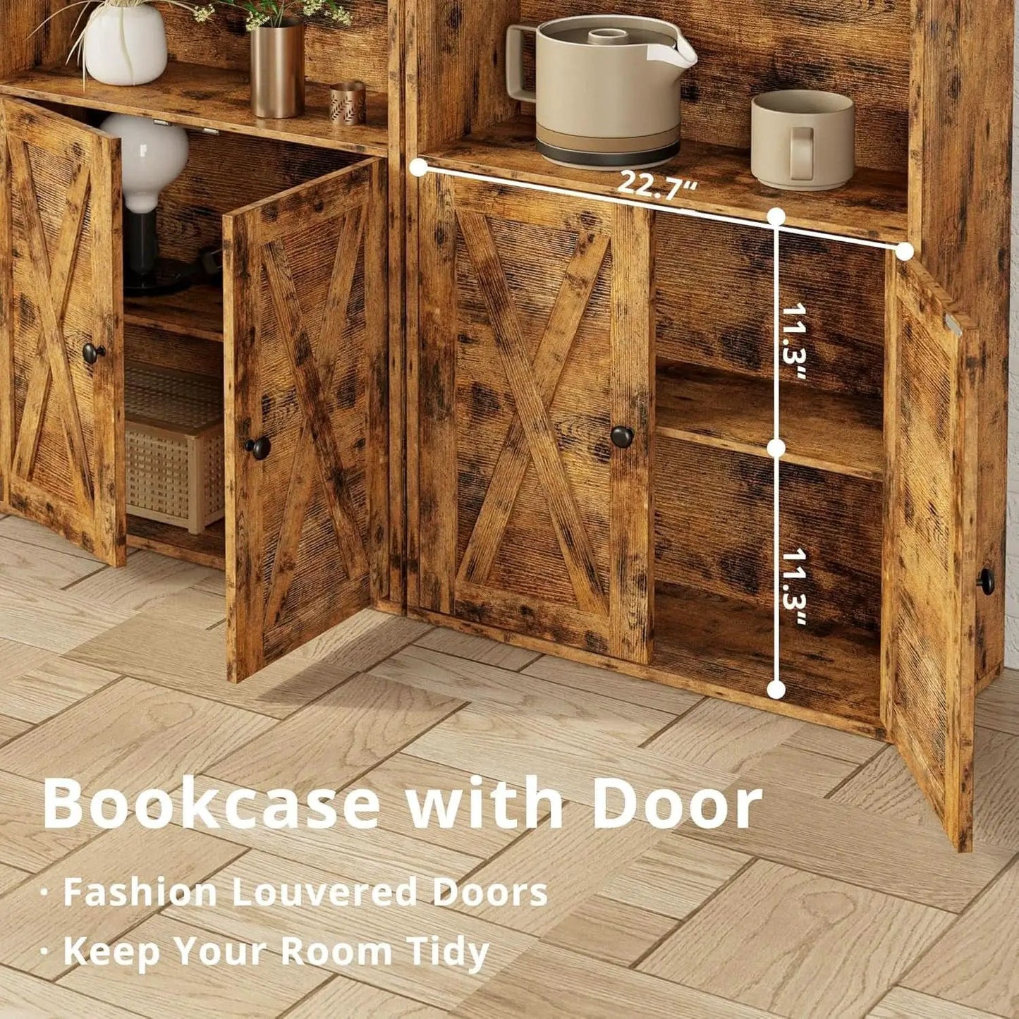 Industrial Bookshelves With Doors 5 Shelf Floor Standing from PriceLows™