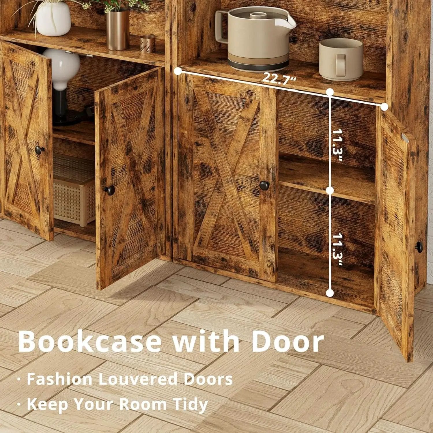 Industrial Bookshelves With Doors 5 Shelf Floor Standing from PriceLows™