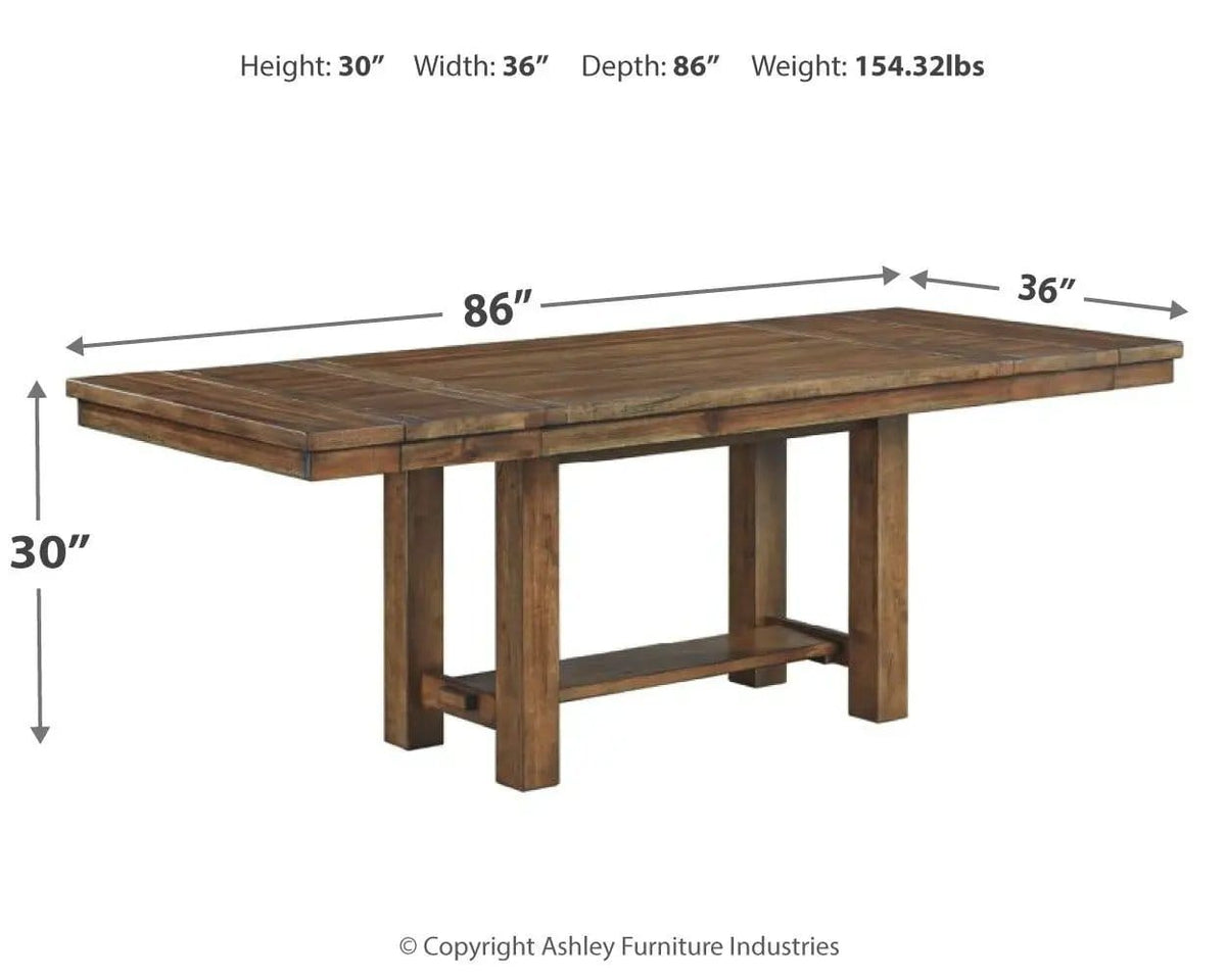 Moriville Rectangular Dining Room Extension Table | 36 x 86 x 30.13 in | Engineered Wood & Veneer | Grayish Brown