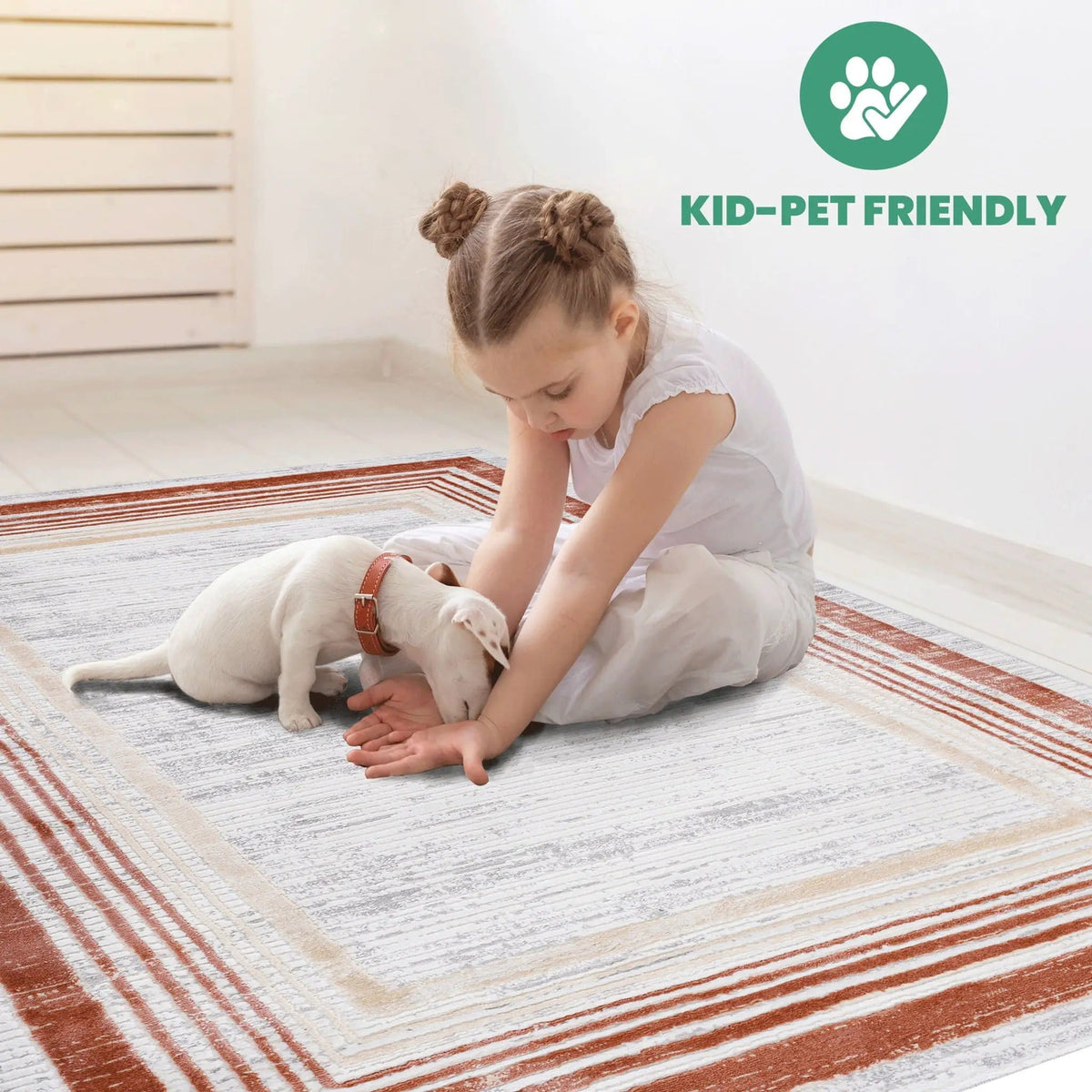 Marfi 8' X 10' Bordered Area Rug | 120 x 93 x 0.35 in | Polyester & Cotton | Brown / Ivory