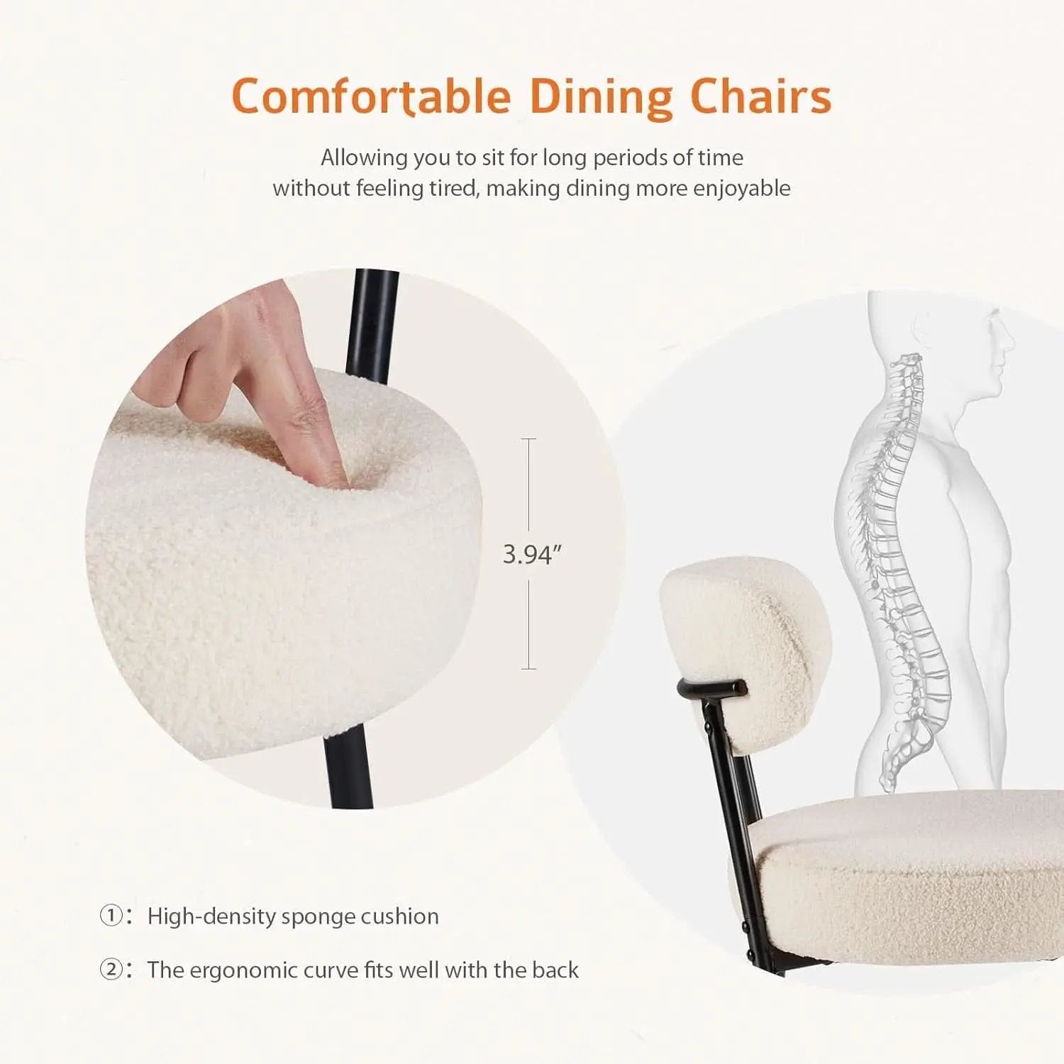 Beige Dining Chairs Set Of 4 With Curved Backrest Design from PriceLows™