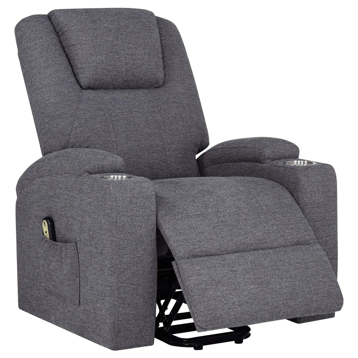 Louie Chenille Upholstered Power Lift Massage Chair | 32 x 37 x 42.5 in | Chenille & Stainless Steel | Grey
