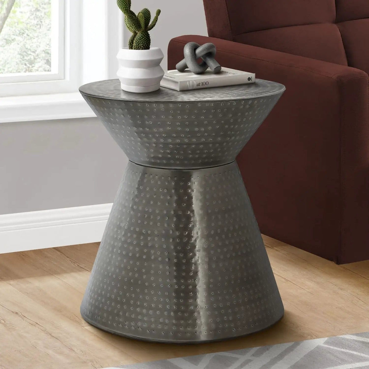 Drum Accent Side Table, Contemporary & Modern Elegant Design | 2 Pieces | Metal | Living Room