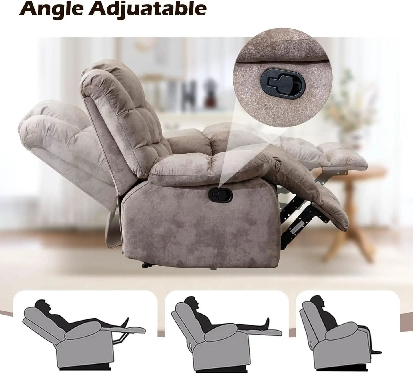 Manual Recliner Sofa Set Memory Foam Cushions Brown from PriceLows™