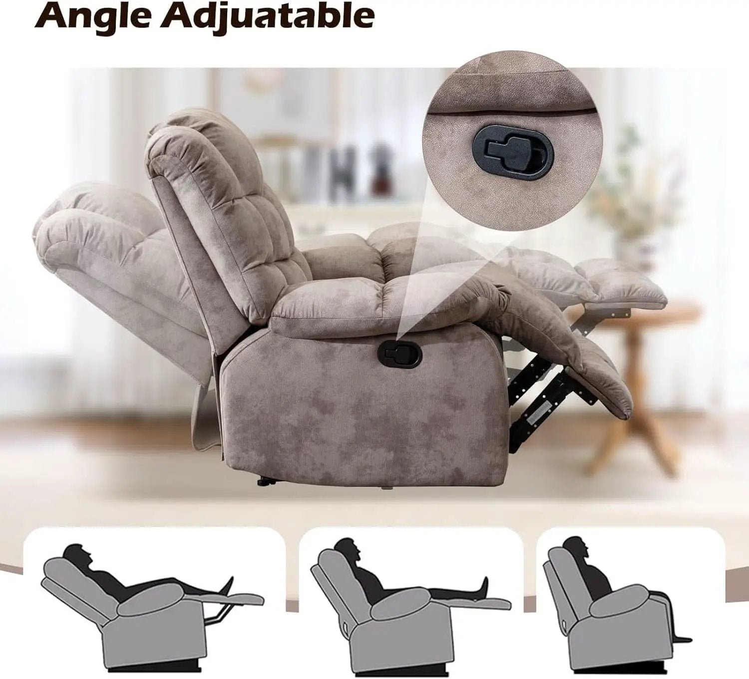 Manual Recliner Sofa Set Memory Foam Cushions Brown from PriceLows™