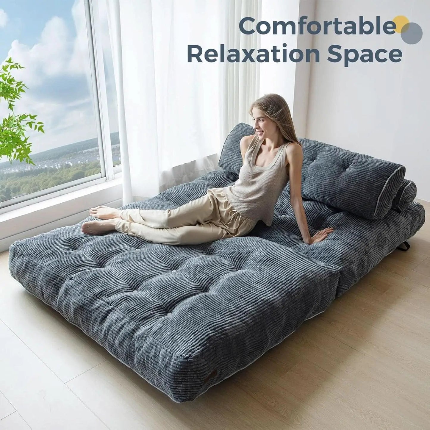 Graphite Grey Foldable SofaBed With Lumbar Support from PriceLows™