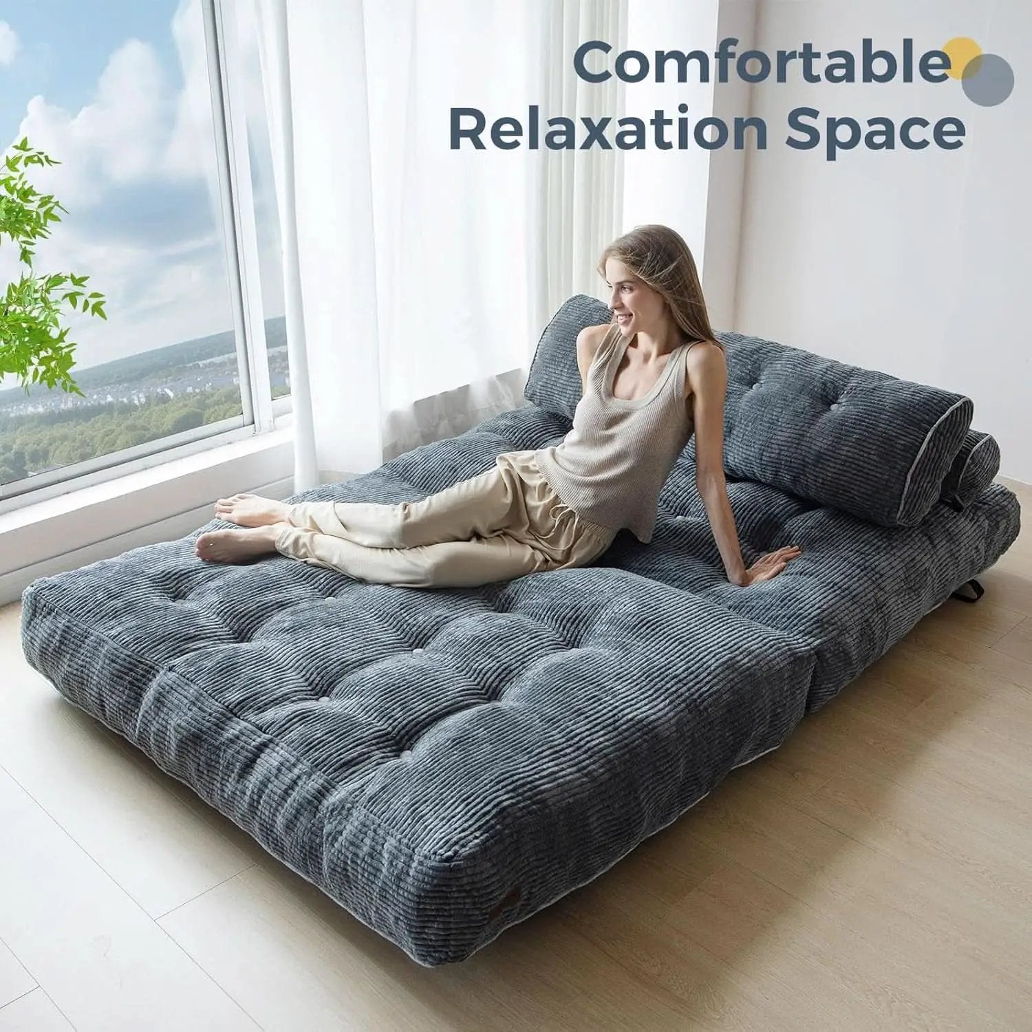 Graphite Grey Foldable SofaBed With Lumbar Support from PriceLows™