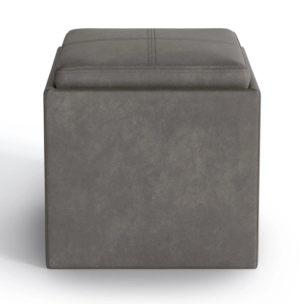 Rockwood Upholstered Cube Ottoman | Flip Over Serving Tray | Large Interior Storage | 16.9 Inch Cube