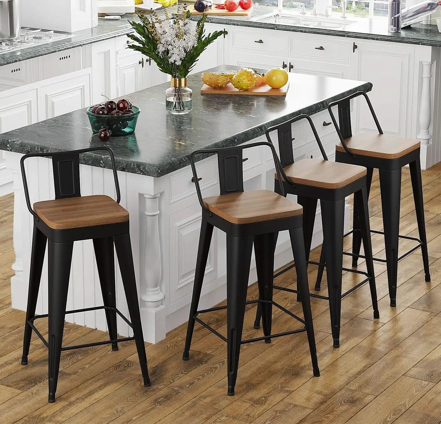 Modern Stackable Metal Bar Stools Set of Four from PriceLows™