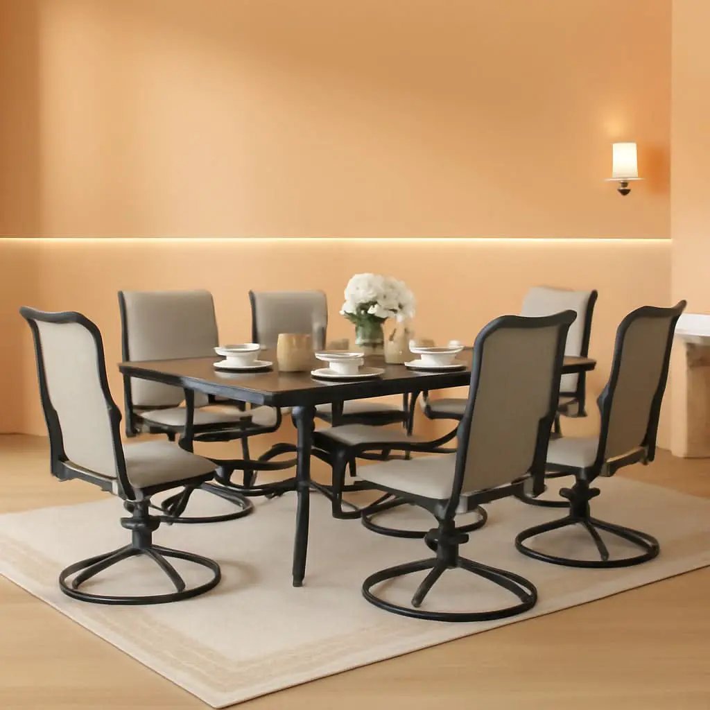 Outdoor Dining Set 60 Inch Table With Swivel Chairs from PriceLows™