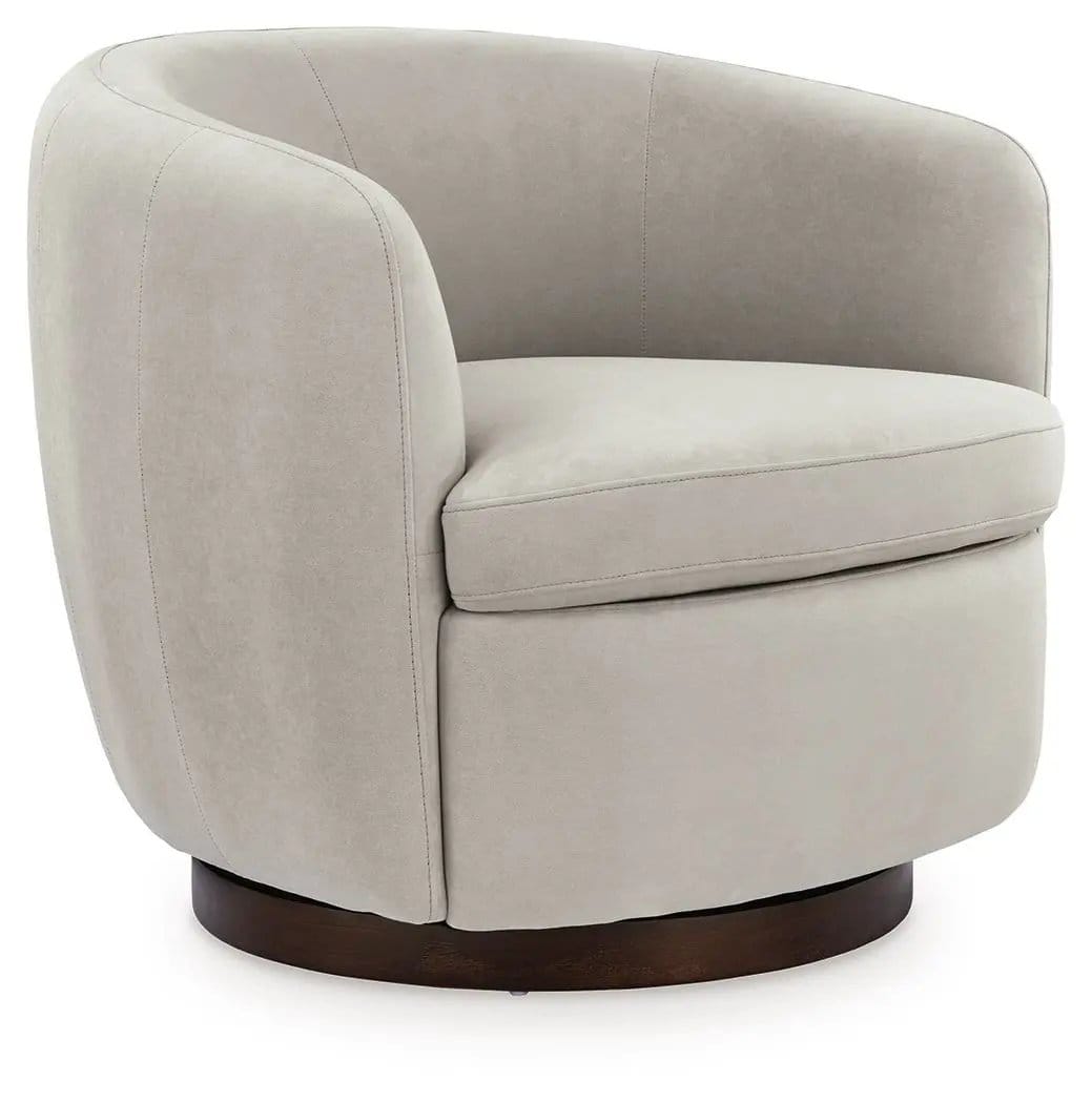 Annbury Swivel Accent Chair | 32.75 x 31.63 x 28.5 in | Velvet & Fabric | Light Beige