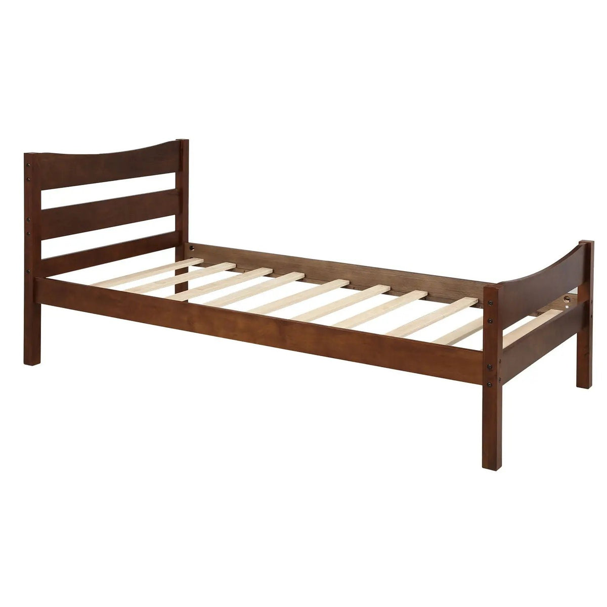 Platform Bed | Headboard | Wooden Slat Support | Twin Size