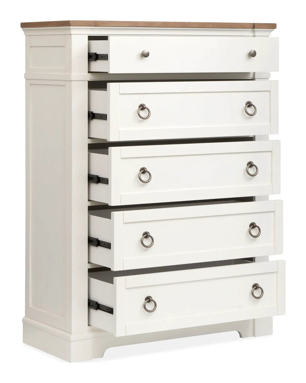 Kingston Drawer Chest | 18 x 42 x 56 in | Oak Veneer | Whisper White And Cerused Nutmeg