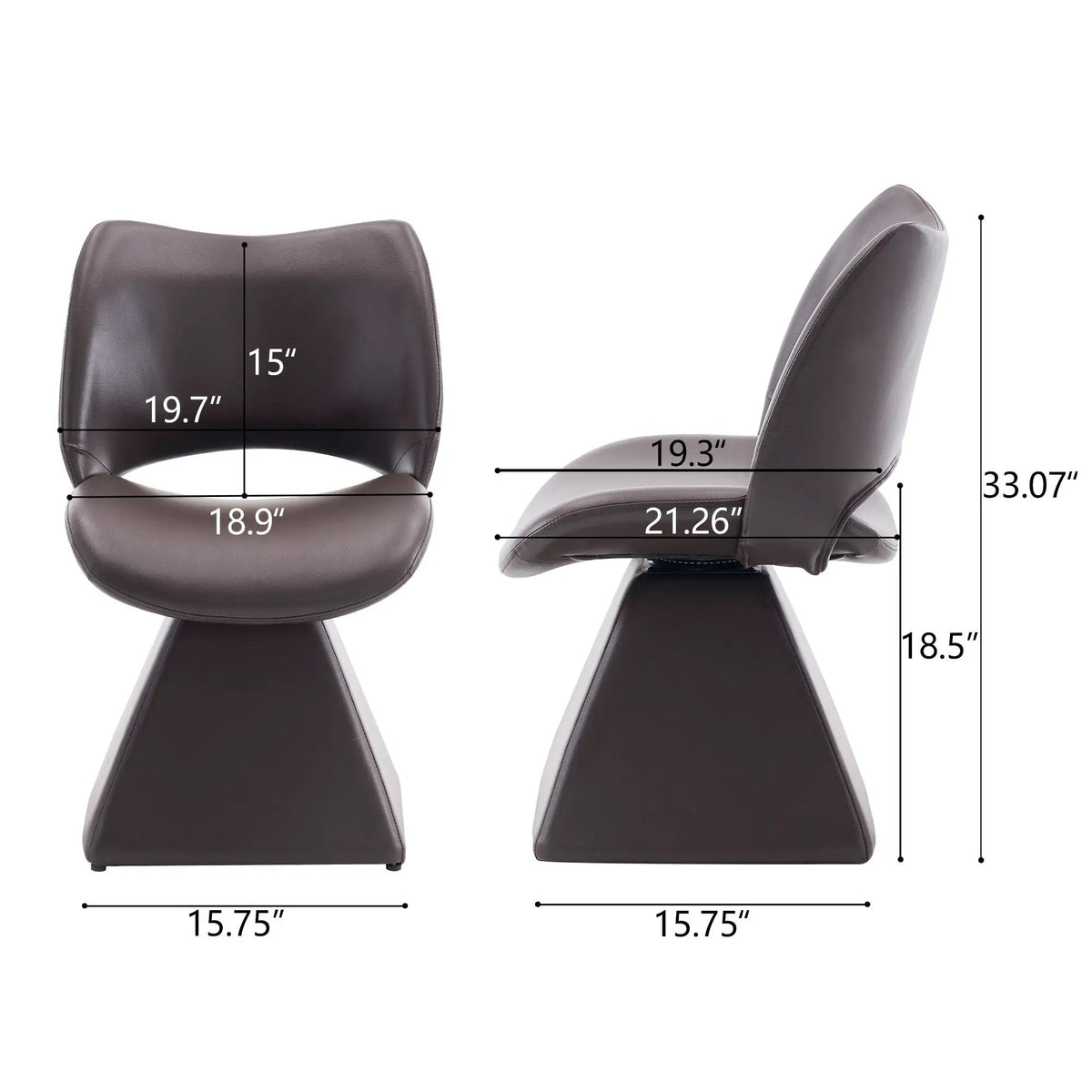 Modern Swivel Dining Chair | High Back | Faux Leather | Black