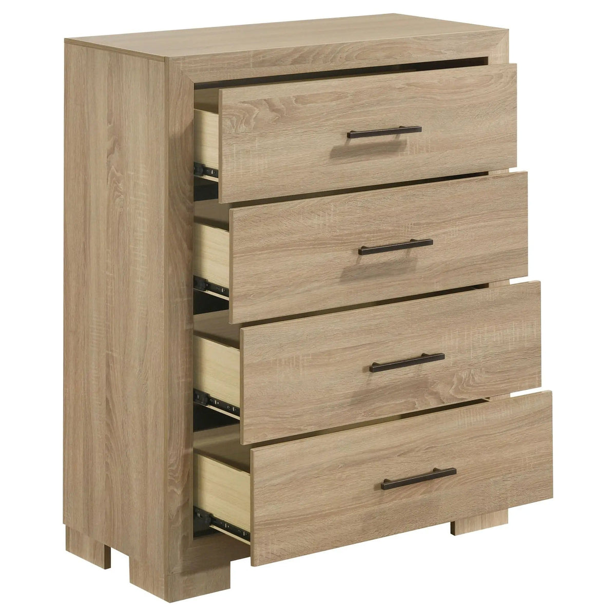 Arielle 4-drawer Bedroom Chest of Drawers | 35.5 x 17.25 x 45.75 in | Engineered Wood & Veneer | Light Oak