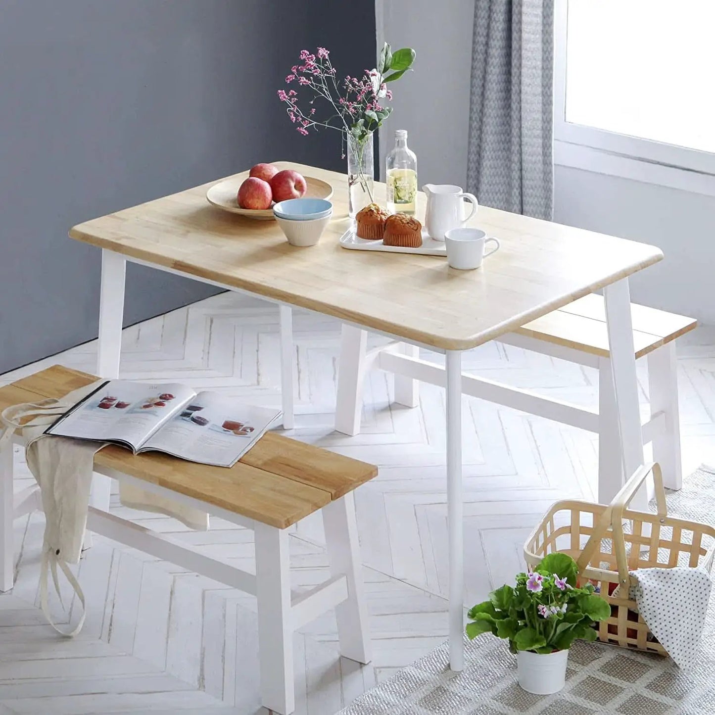 Mid Century Modern Solid Wood Rectangular Dining Table from PriceLows™