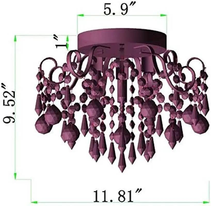 Pink Crystal Mini Chandelier 3 Light Semi Flush Mount from PriceLows™