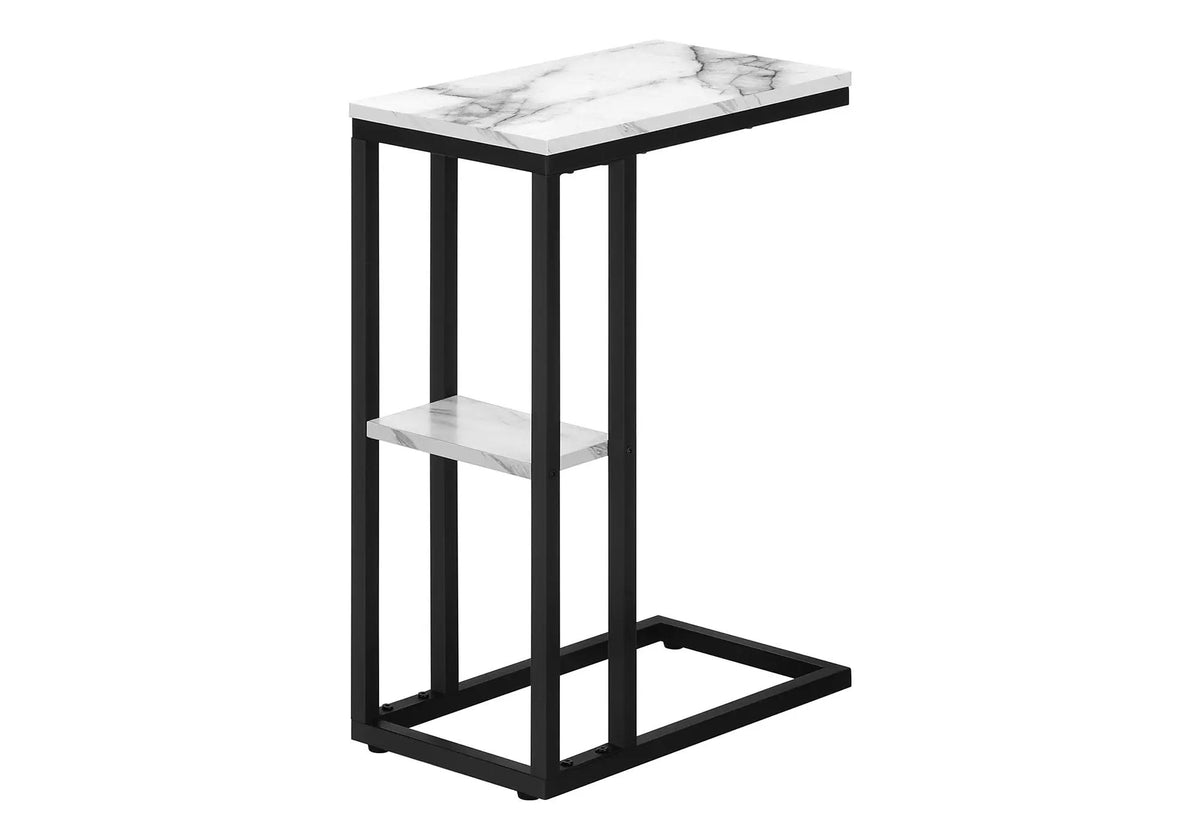 C-Shaped Accent Table | Slide-Under Base | Rectangular Tabletop | Sturdy And Lightweight
