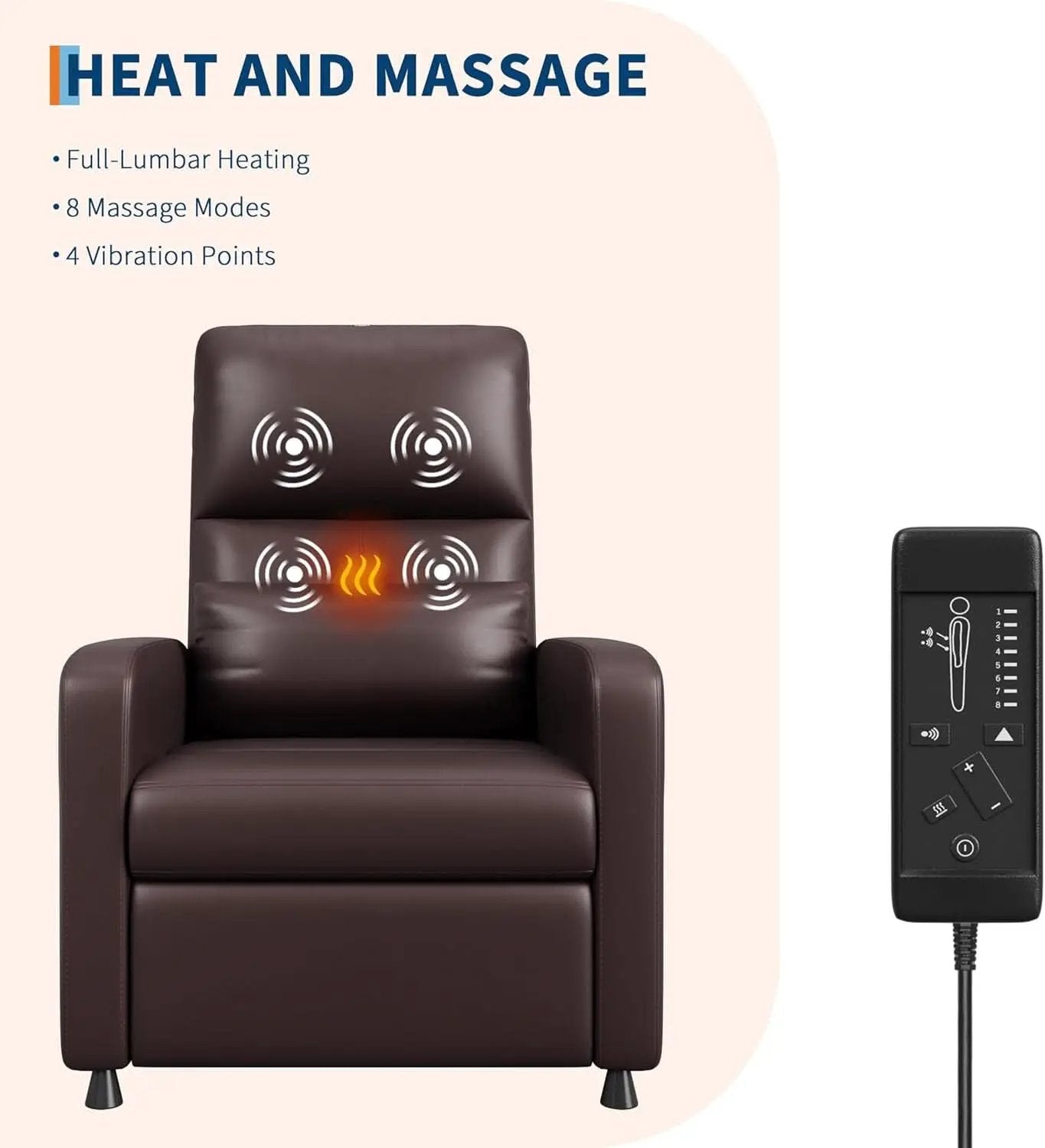 Power Recliner Chair With Heating Massage Tall Back from PriceLows™
