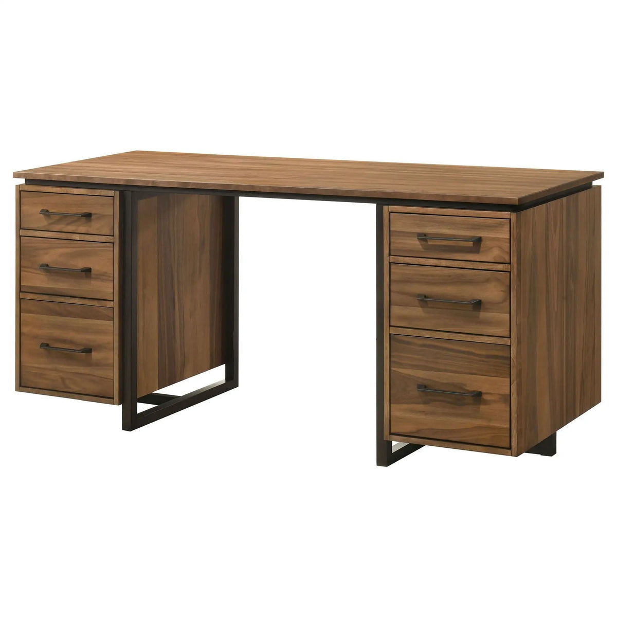 Berhalter 6-Drawer Double Pedestal File Computer Desk | 63 x 25.75 x 30 in | Rubberwood & Engineered Wood | Home Office