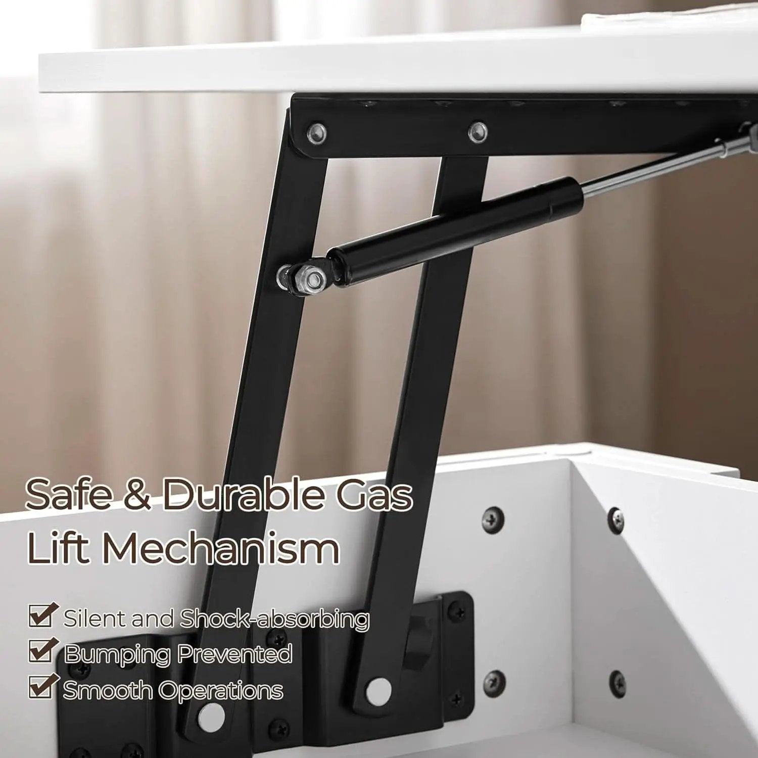 Lift Top Coffee Table With Hidden Compartment And White Finish from PriceLows™