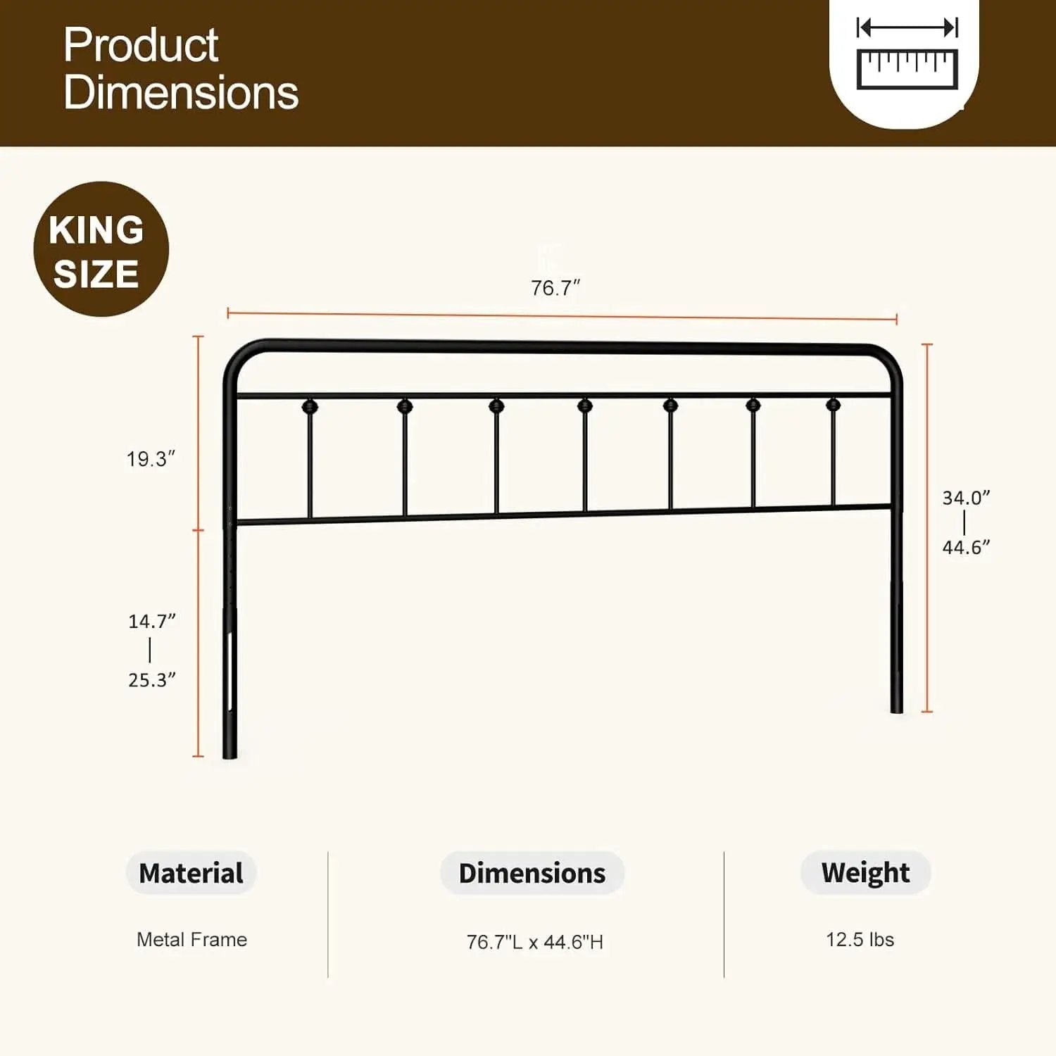 Adjustable Height Metal Headboard in Farmhouse Victorian Style from PriceLows™