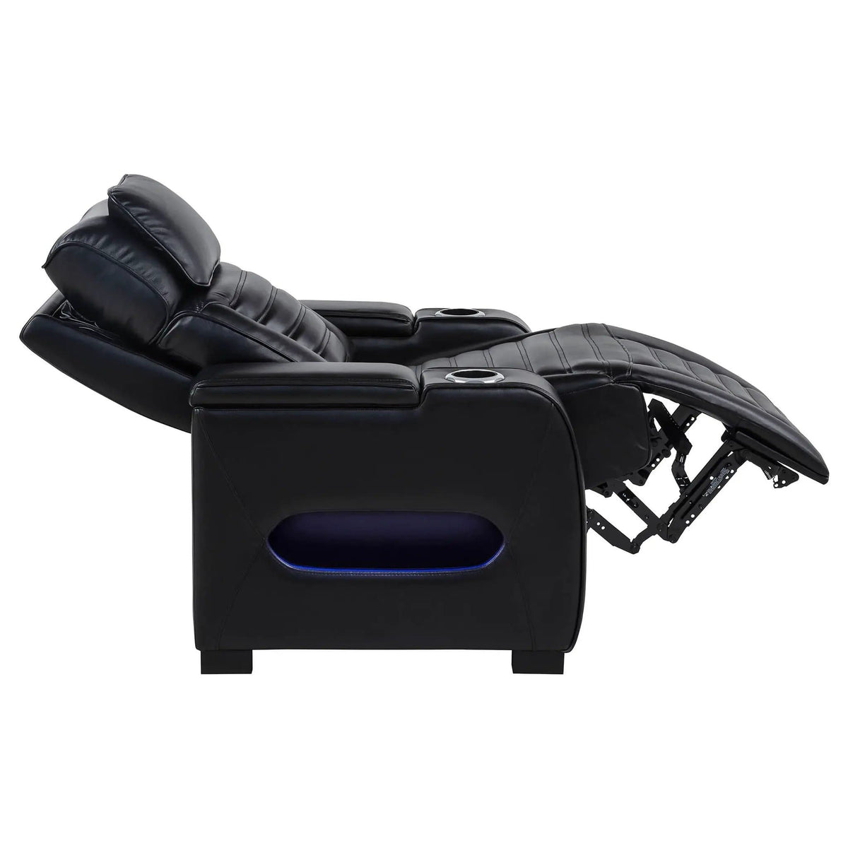 Zuma Faux Leather Upholstered Dual Power LED Recliner Reclining Chair | 38 x 40 x 43.75 in | Faux Leather | Black