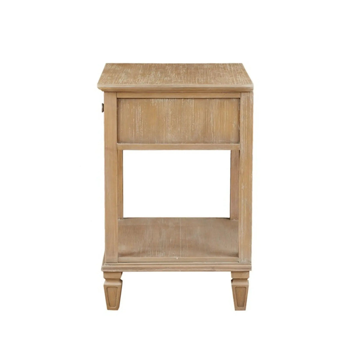 Victoria Bedside Table | Aged Brown Oak Finish | Drawer And Open Shelf | Wire Brush Detail