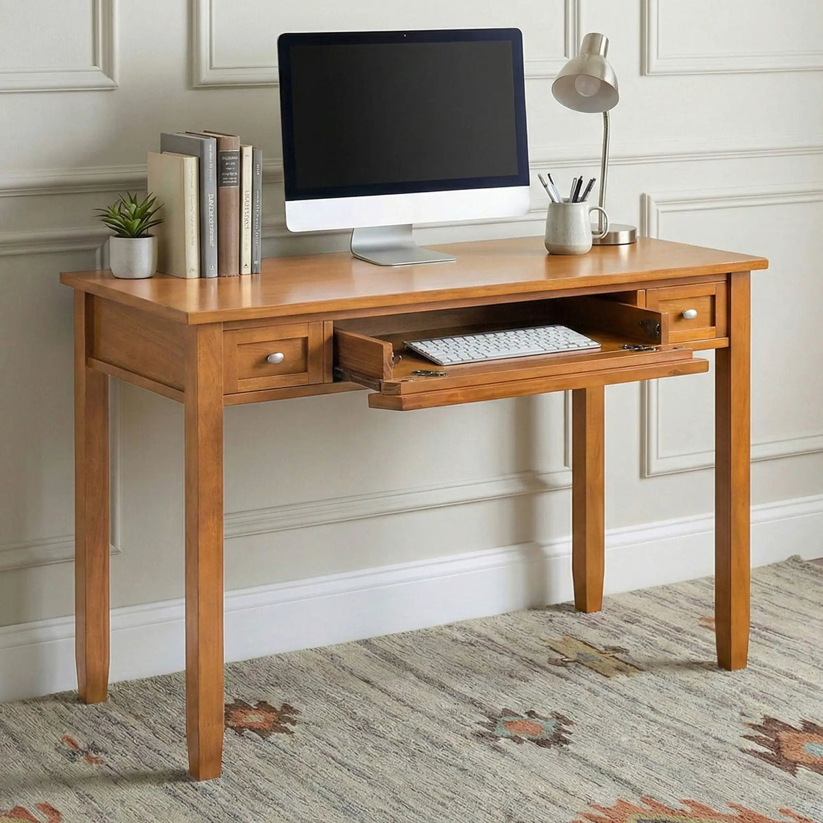 Warm Shaker Handcrafted Desk | Solid Wood | NC Lacquer Finish | 48 Inch Length