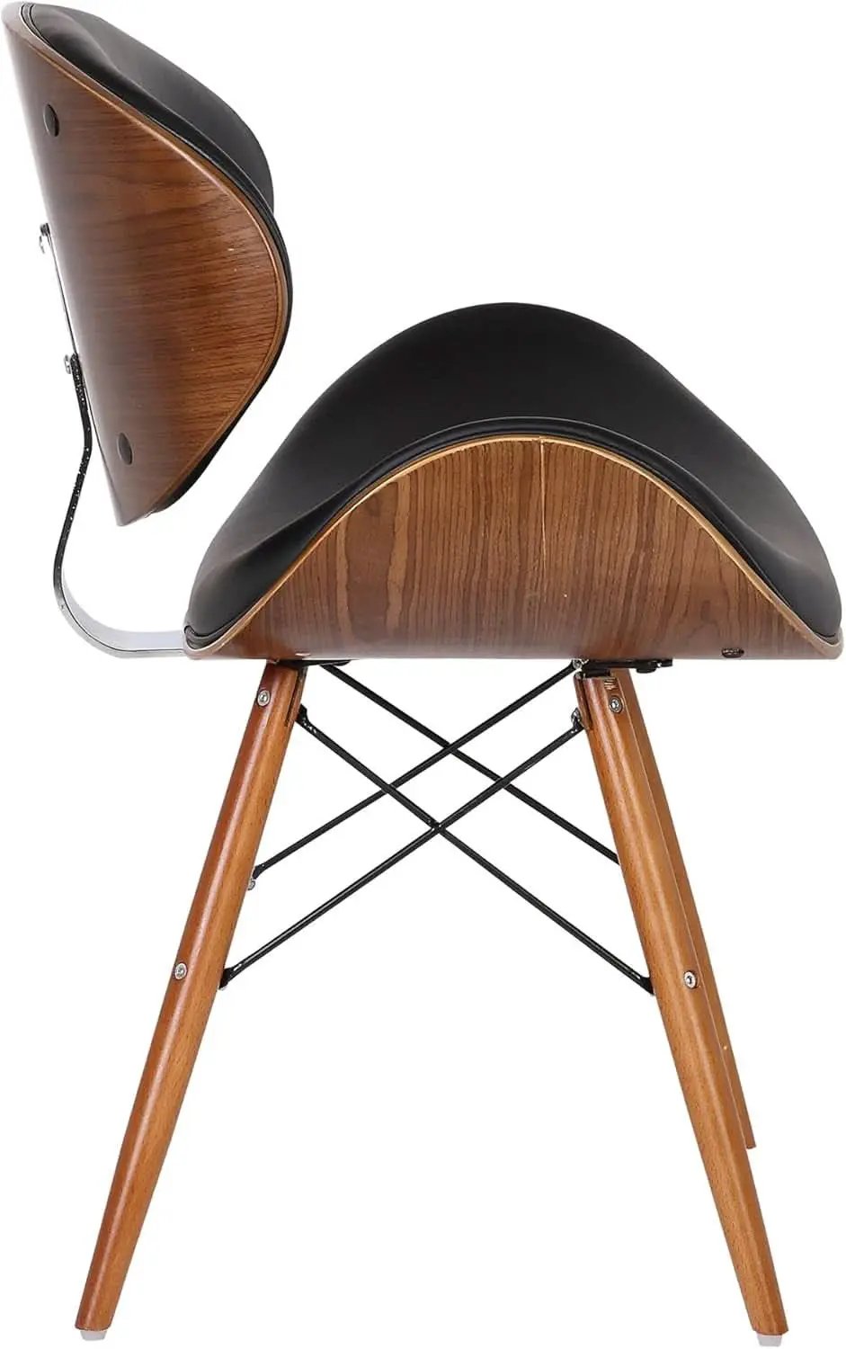 Cassie Dining Chair Black Faux Leather Walnut Wood from PriceLows™