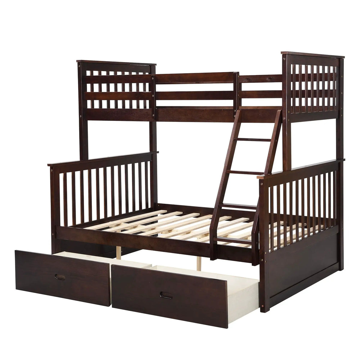 Bunk Bed With Ladder | Safety Guard Rails | Solid Pine Wood | Space-Saving Design