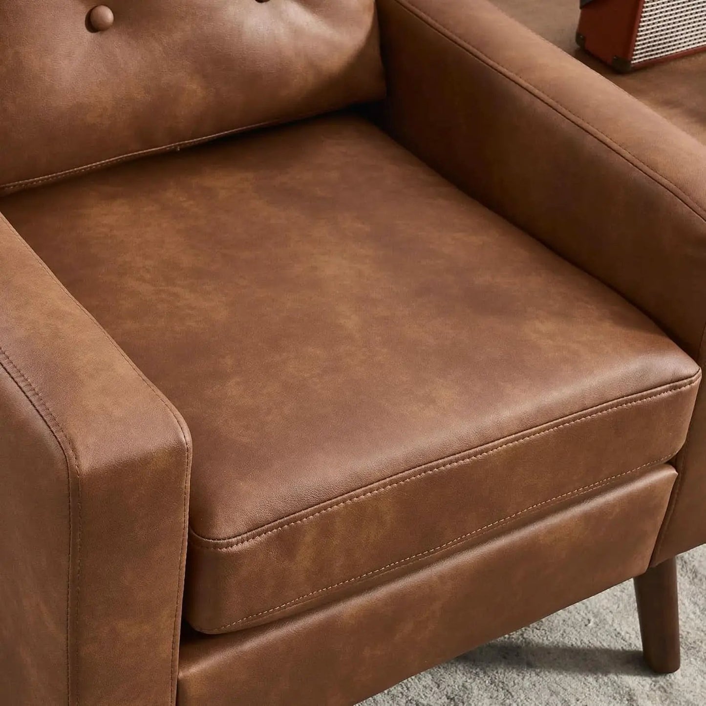 Brown Distinctive Tufted Faux Leather Armchairs Set from PriceLows™