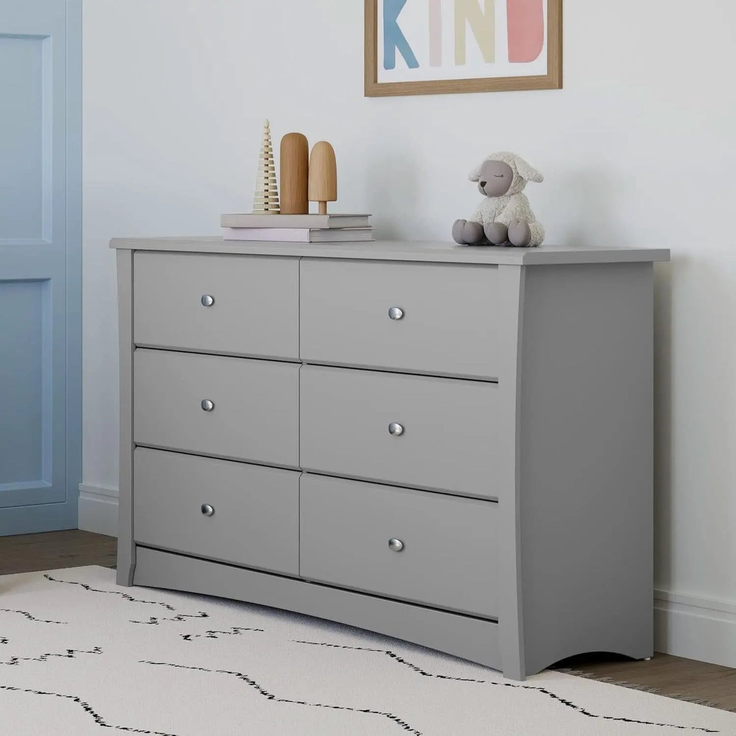 Crescent 6 Drawer Dresser Pebble Gray Nursery Organizer from PriceLows™