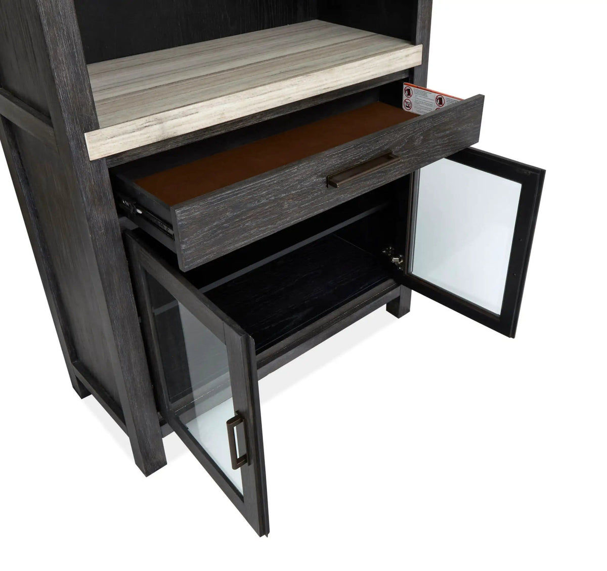 Plum Creek Display Cabinet | 2 Pieces | Oak Veneer & Fabric | Home