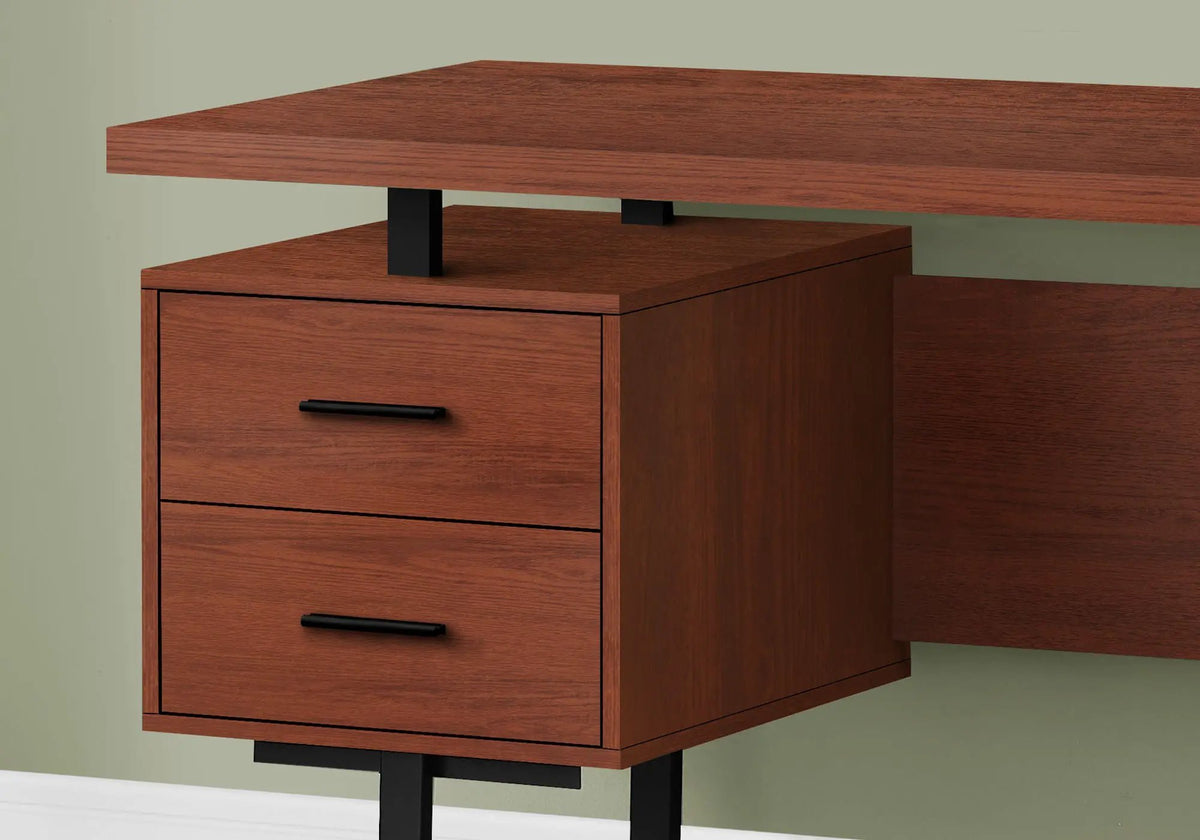 60 Inch Computer Desk | Laminate Finish | Two Top Drawers And File Drawer | Reversible Set-Up