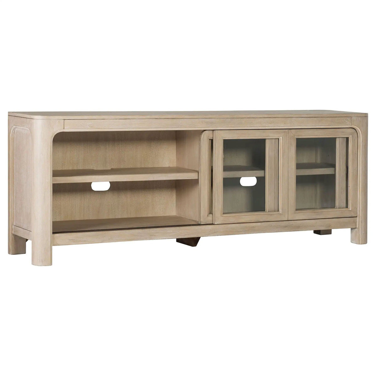 Solano 71-inch 2-door TV Stand Media Console Weathered Mango | 71 x 16.75 x 26.75 in | Engineered Wood & Glass | Living Room