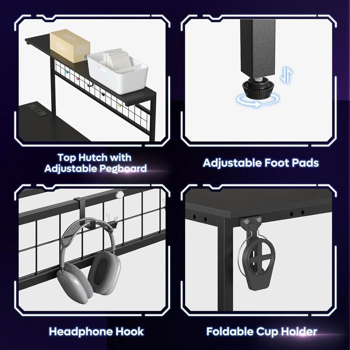 51-Inch L-Shaped Gaming Desk With LED Lights For Office from PriceLows™