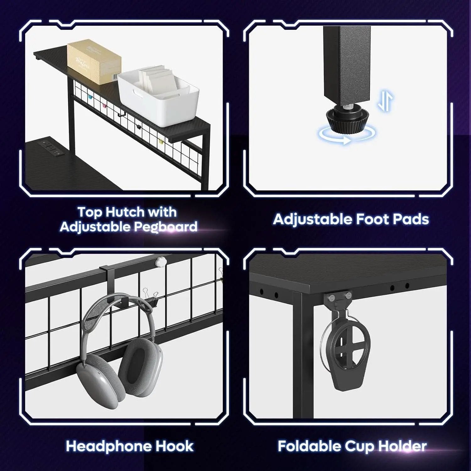 51-Inch L-Shaped Gaming Desk With LED Lights For Office from PriceLows™