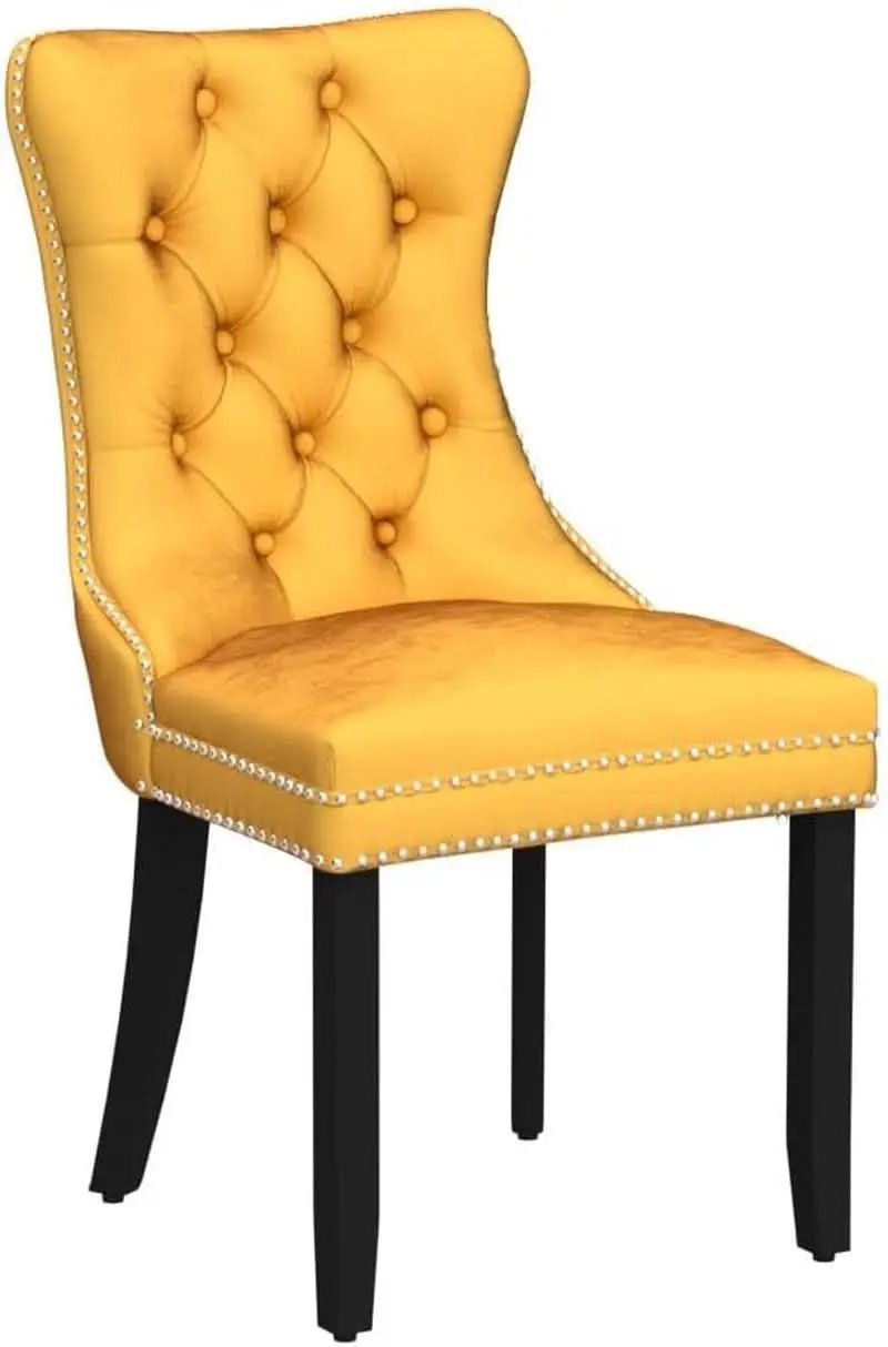 Velvet Tufted Dining Chairs Set Of Four Gold Finish from PriceLows™